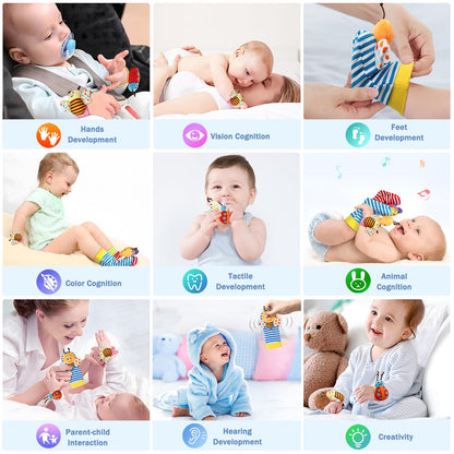 Baby Rattles Toys for 0-12 Month, Infant Girl Boy Toys for Babies 3-6 Months, Newborn Hand & Foot Toys for 0 to 9 Months, Baby Shower Gifts Set with Wrist Rattle Socks