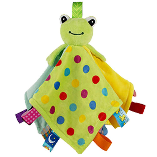 Taggie Baby Security Blanket with Tags Taggy Comforter Blanket for Toddlers Green Frog Animal Plush Toy