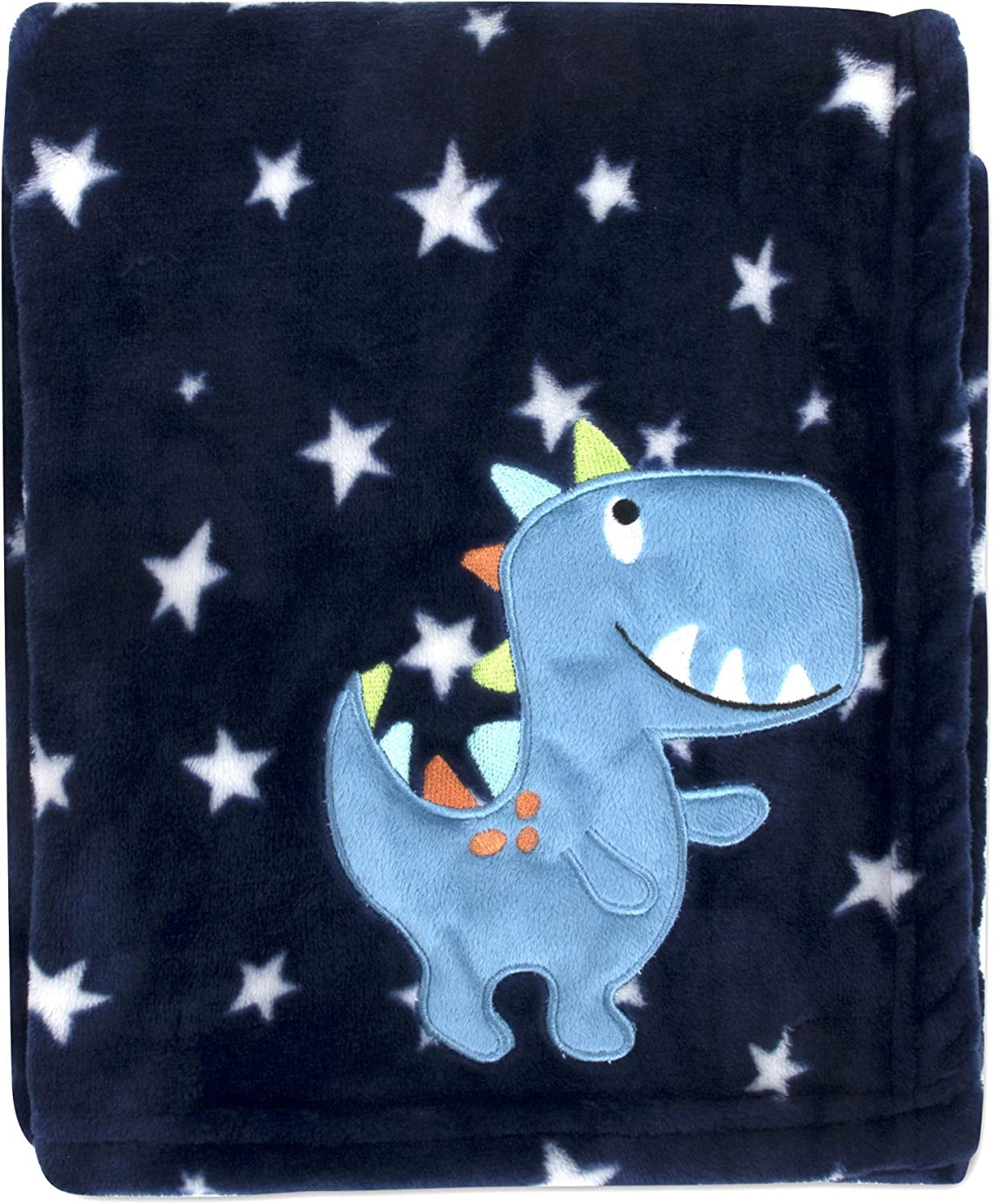 Plush Fleece Throw and Receiving Baby Blankets for Boys and Girls 30X40 (Blue Dino)