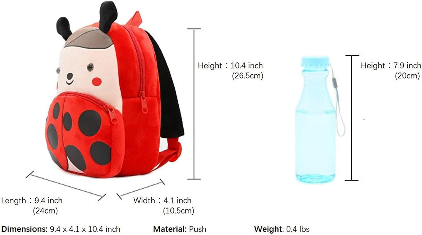 3D Cute Cartoon Little Plush Baby Backpack Baby Toy Bag(Ladybug)