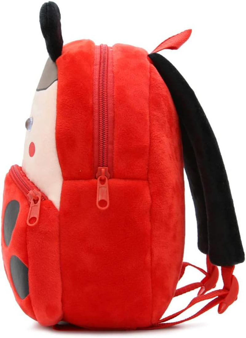 3D Cute Cartoon Little Plush Baby Backpack Baby Toy Bag(Ladybug)