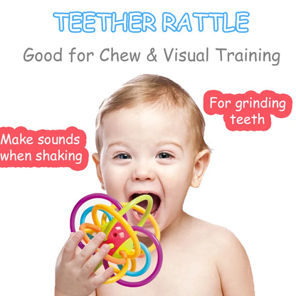 Teething Toys for Babies 0-6 Months, Hanging Sensory Development Baby Teether Rattle Toy for 3-6,6 to 12 Months Newborn,Boy,Girl,Teething Ring