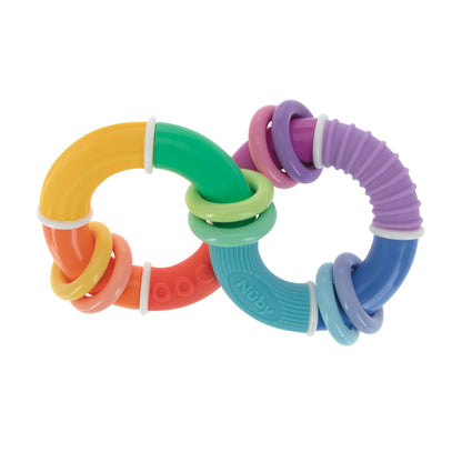 Twist-A-Ring Rattle Teether Toy for Babies, Multicolor