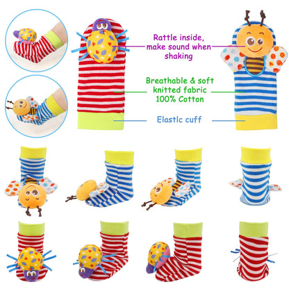 Baby Rattles Toys for 0-12 Month, Infant Girl Boy Toys for Babies 3-6 Months, Newborn Hand & Foot Toys for 0 to 9 Months, Baby Shower Gifts Set with Wrist Rattle Socks