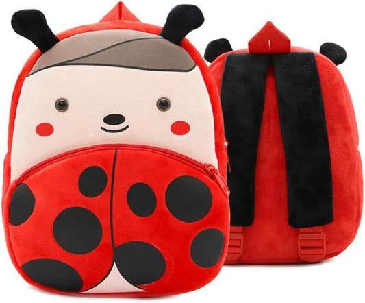 3D Cute Cartoon Little Plush Baby Backpack Baby Toy Bag(Ladybug)