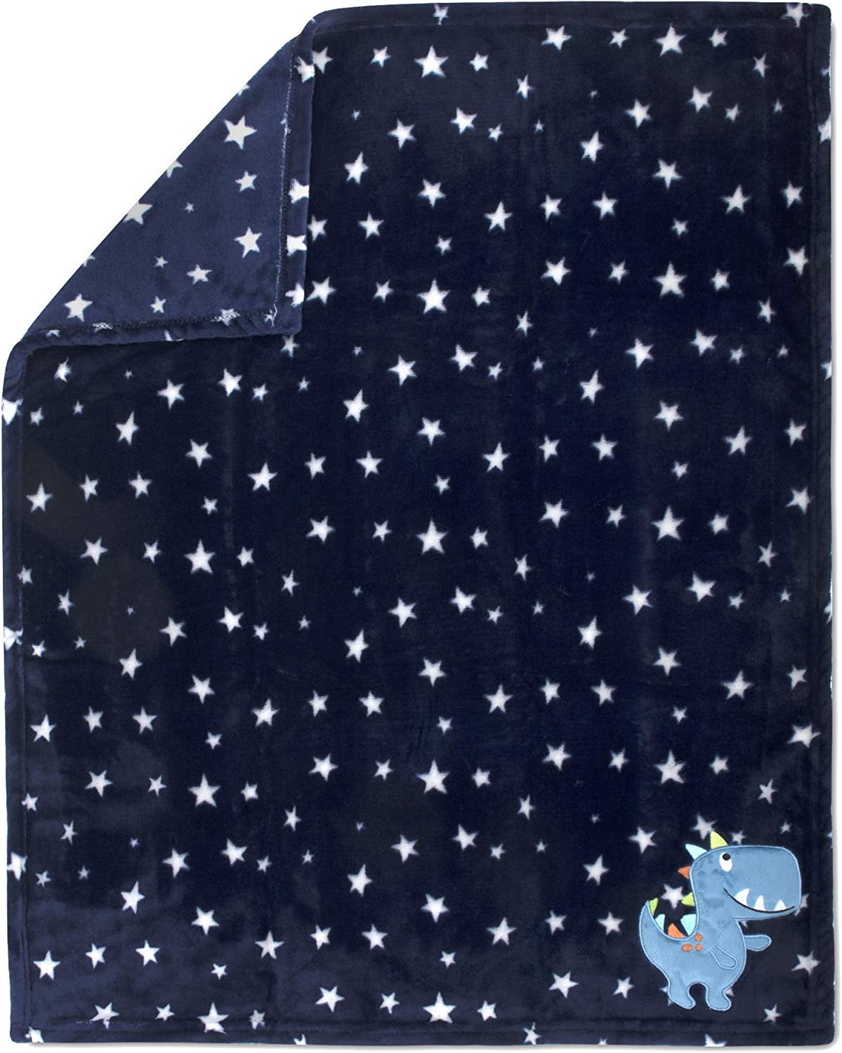 Plush Fleece Throw and Receiving Baby Blankets for Boys and Girls 30X40 (Blue Dino)