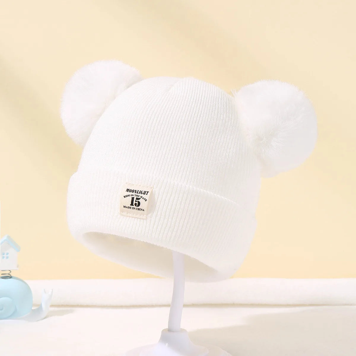 Autumn Winter Baby Warm Knitted Hats with Pom Kids Knit Beanie Hat Solid Color Children Hat for Boys Girls Accessories