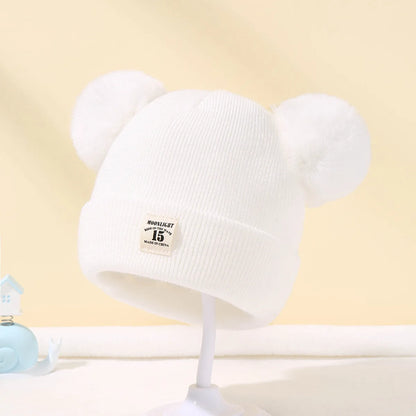 Autumn Winter Baby Warm Knitted Hats with Pom Kids Knit Beanie Hat Solid Color Children Hat for Boys Girls Accessories