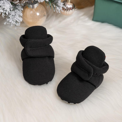 Baby Unisex Booties Warm Fleece Winter Stay on Infant Slipper Socks Boys Girls Soft Non Slip Sole Newborn First Walkers Ankle Crib Shoes