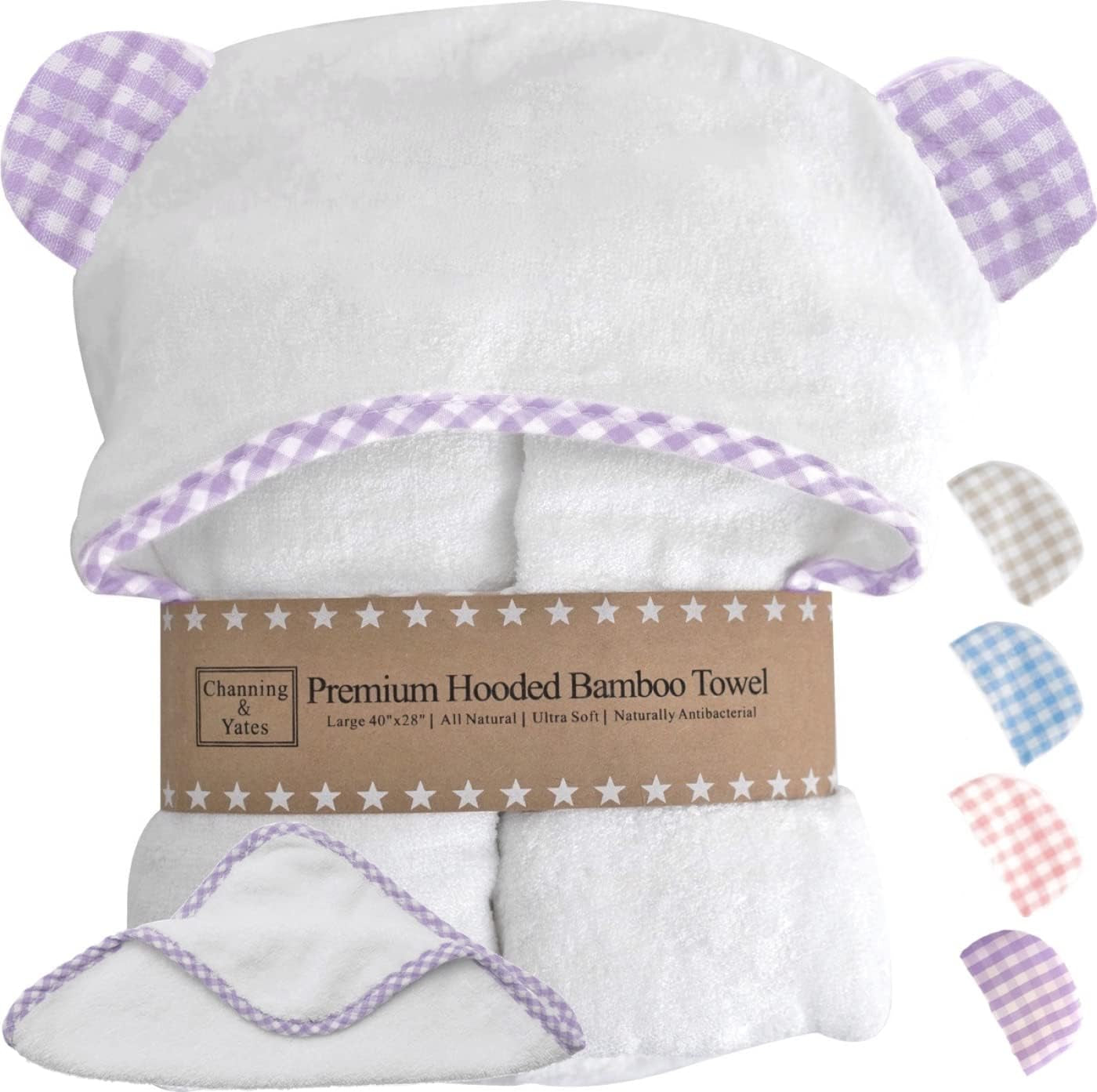 Premium Boutique Baby Towels for Girls - Hooded Girl Towel & Washcloth Set - Organic Viscose Made from Bamboo Baby Towels with Hood - Baby Girl Bath Towels (Purple)