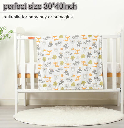 Baby Blanket for Boys Girls Unisex Soft Plush Nursery Blankets with Dotted Fox Bed Throws for Baby Crib Stroller Swaddle Receiving Blanket for Newborns