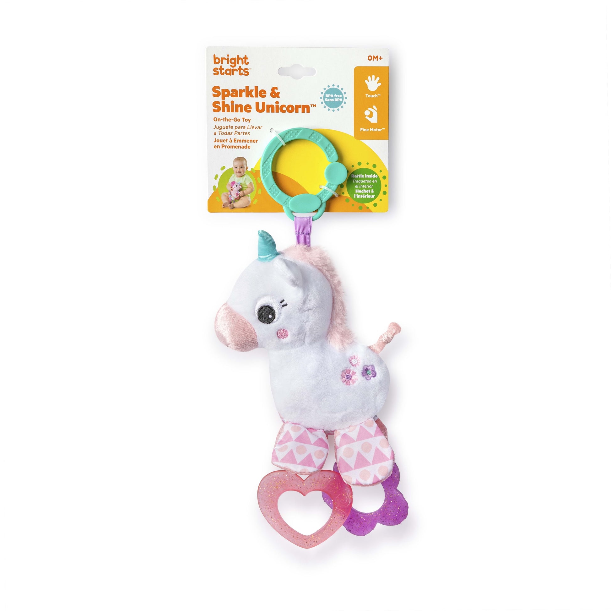 Sparkle & Shine Unicorn On-The-Go Take-Along Clip-On Toy, Ages Newborn +