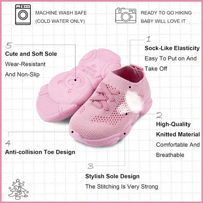 Baby Boy Girl First Walking Shoes Toddler Infant Mesh Sneakers Breathable Lightweight Non-Slip Rubber Sole Summer