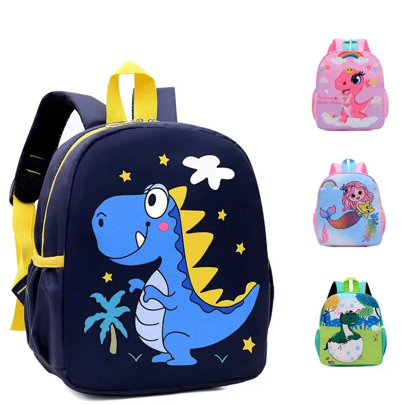 Cartoon Cute Dinosaur Printed Schoolbags Trendy Waterproof Kindergarten Primary School Bookbag Student Backpack