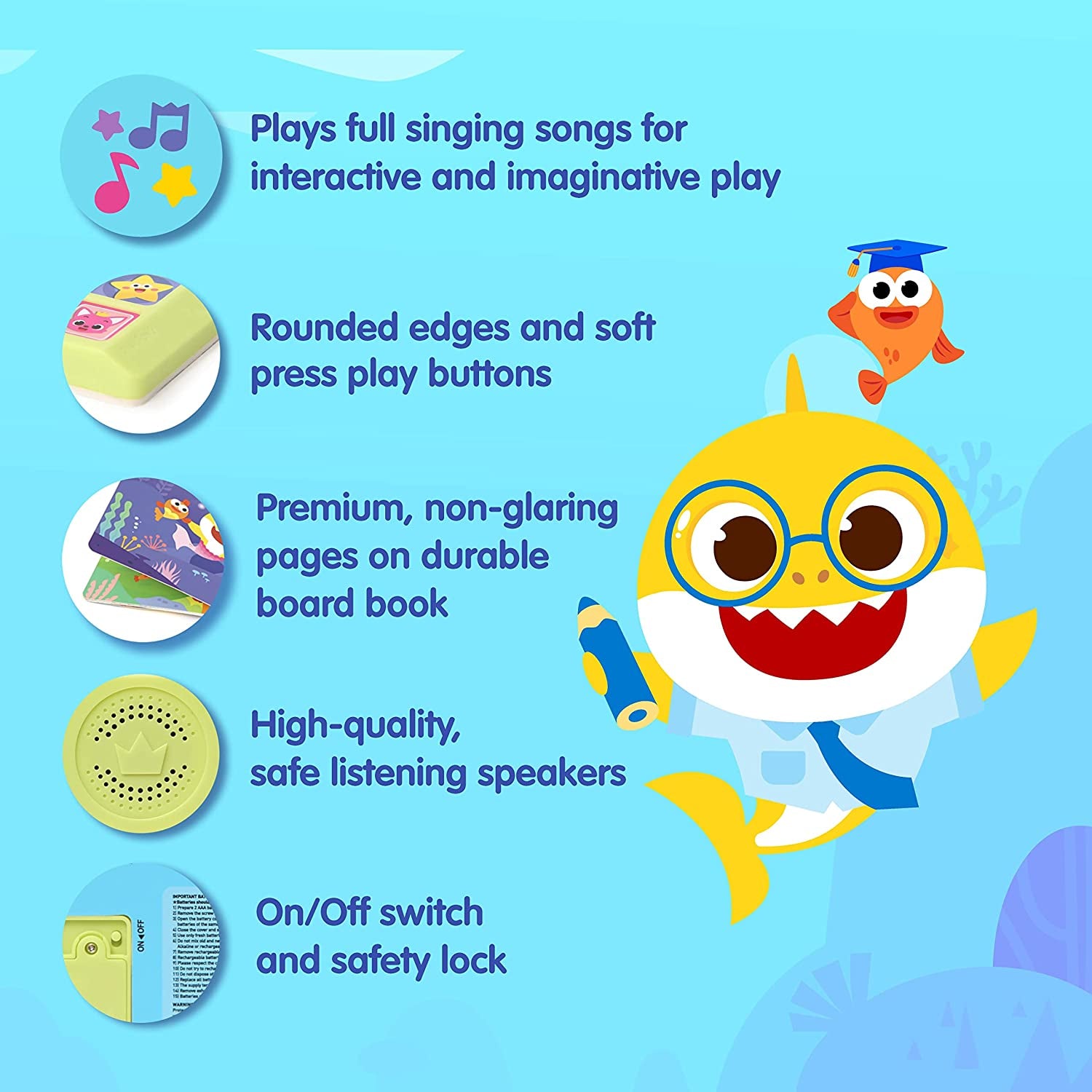 Baby Shark Sing-Alongs 10 Button Sound Book | Baby Shark Toys | Learning & Education Toys | Interactive Baby Books for Toddlers 1-3 | Gifts for Boys & Girls