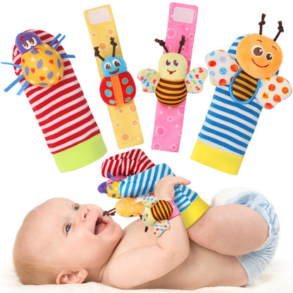 Baby Rattles Toys for 0-12 Month, Infant Girl Boy Toys for Babies 3-6 Months, Newborn Hand & Foot Toys for 0 to 9 Months, Baby Shower Gifts Set with Wrist Rattle Socks