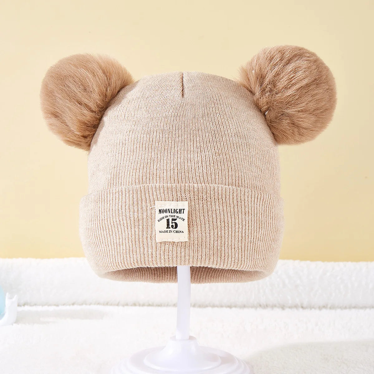 Autumn Winter Baby Warm Knitted Hats with Pom Kids Knit Beanie Hat Solid Color Children Hat for Boys Girls Accessories