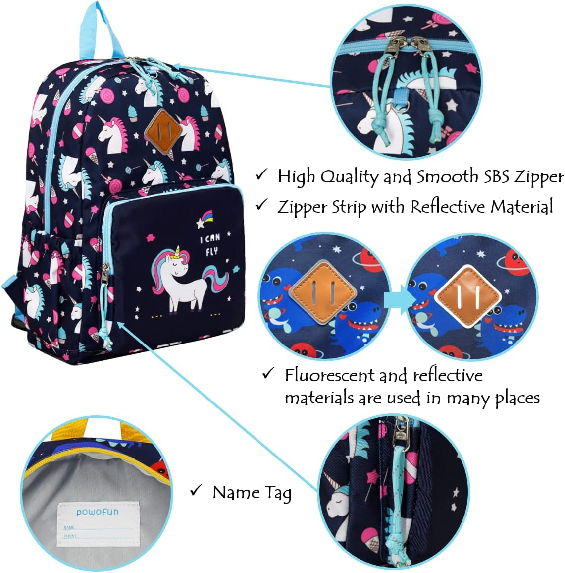 Kids Backpack School Bag Children Water-Resistant Cute Cartoon Travel Rucksack Backpack for Kindergarten Boys Girls with Chest Buckle