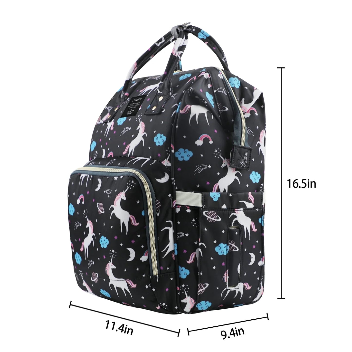 Unicorn Mommy Baby Diaper Bag Backpack for Boy & Girl, Insulated Pocket Changing Nappy, Navy