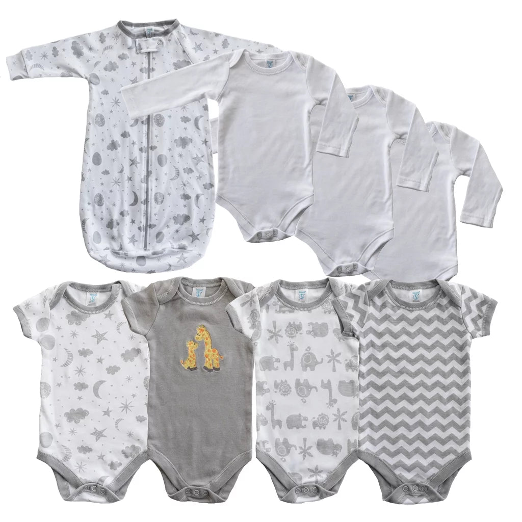 Baby 23 Piece Essential Basics Layette Clothing Set for Newborns and Infants, Gift Baskets and Showers, Gray Giraffe and Stars