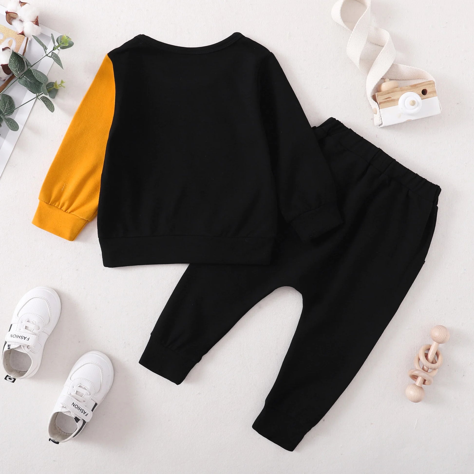 2T Baby Boys Clothes Baby Boys Outfits 2-3T Boys Letter Print Long Sleeve round Neckline Tops Ripped Pants 2PCS Set Black