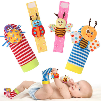 Baby Rattles Toys for 0-12 Month, Infant Girl Boy Toys for Babies 3-6 Months, Newborn Hand & Foot Toys for 0 to 9 Months, Baby Shower Gifts Set with Wrist Rattle Socks