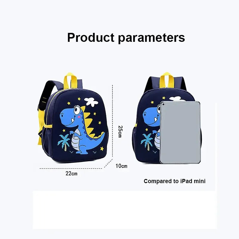 Cartoon Cute Dinosaur Printed Schoolbags Trendy Waterproof Kindergarten Primary School Bookbag Student Backpack